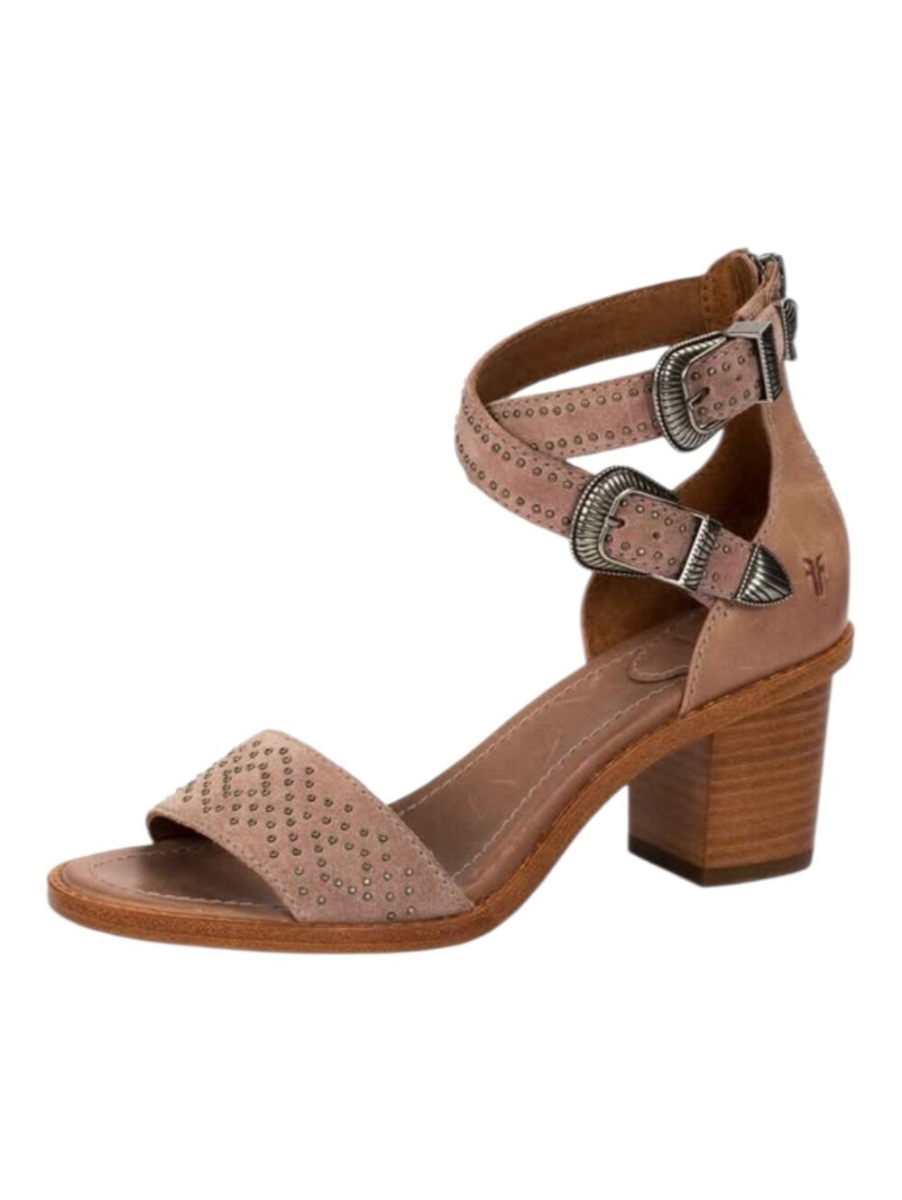 Frye Brielle Deco Back Zip Western Boho Studded Sandals Sand US 8M Women's